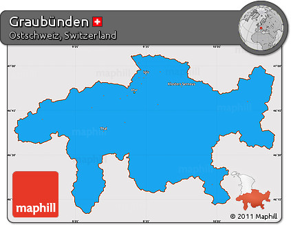Political Simple Map of Graubünden, cropped outside