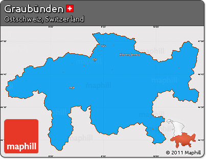 Political Simple Map of Graubünden, cropped outside