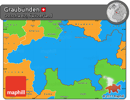 Political Simple Map of Graubünden