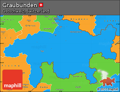 Political Simple Map of Graubünden