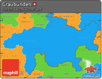 Political Simple Map of Graubünden