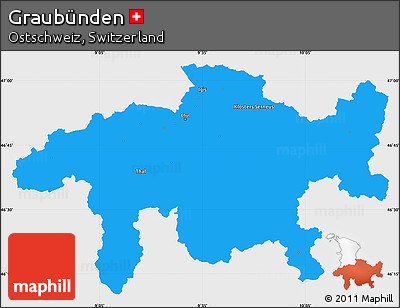 Political Simple Map of Graubünden, single color outside