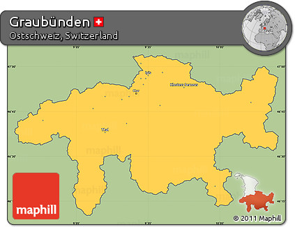 Savanna Style Simple Map of Graubünden, cropped outside