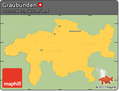 Savanna Style Simple Map of Graubünden, single color outside