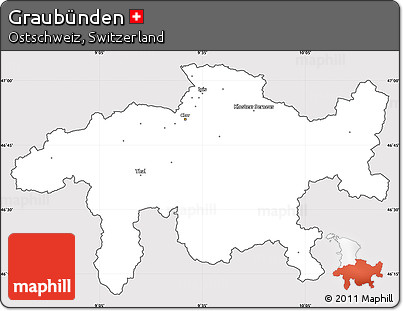 Silver Style Simple Map of Graubünden, cropped outside