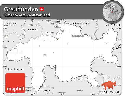 Silver Style Simple Map of Graubünden