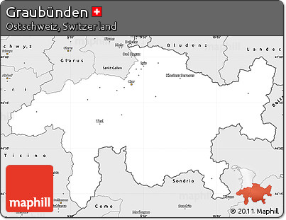 Silver Style Simple Map of Graubünden
