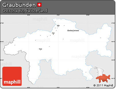 Silver Style Simple Map of Graubünden, single color outside