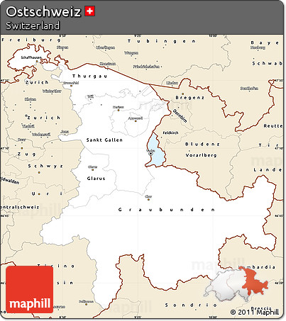 Classic Style Simple Map of Ostschweiz
