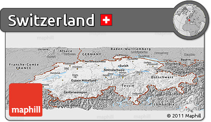 Gray Panoramic Map of Switzerland