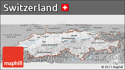 Gray Panoramic Map of Switzerland