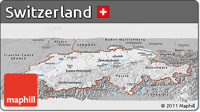 Gray Panoramic Map of Switzerland