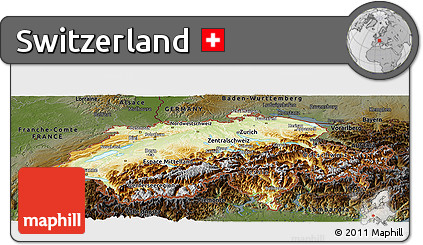Physical Panoramic Map of Switzerland, darken