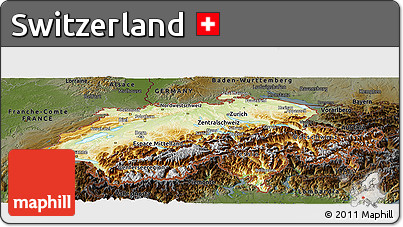 Physical Panoramic Map of Switzerland, darken