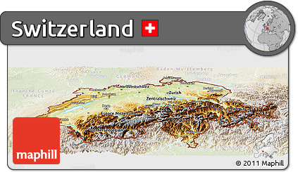 Physical Panoramic Map of Switzerland, lighten