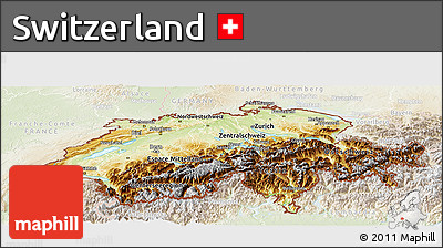 Physical Panoramic Map of Switzerland, lighten