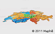 Political Panoramic Map of Switzerland, cropped outside