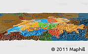 Political Panoramic Map of Switzerland, darken
