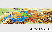 Political Panoramic Map of Switzerland, physical outside