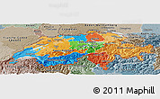Political Panoramic Map of Switzerland, semi-desaturated