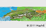 Satellite Panoramic Map of Switzerland, political shades outside