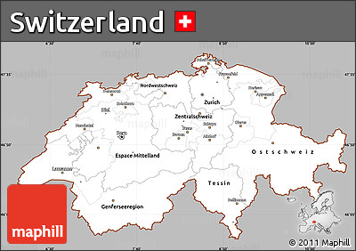 Gray Simple Map of Switzerland, cropped outside