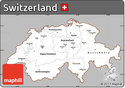 Gray Simple Map of Switzerland, cropped outside