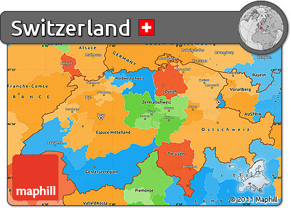 Political Simple Map of Switzerland