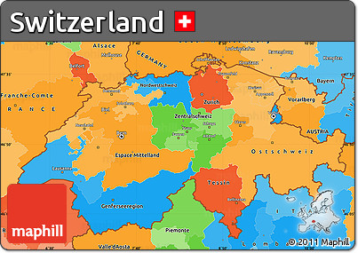 Political Simple Map of Switzerland