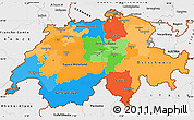 Political Simple Map of Switzerland, single color outside, borders and labels