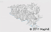 Silver Style Panoramic Map of Tessin, single color outside