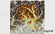 Physical 3D Map of Ticino, semi-desaturated