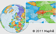 Political Location Map of Ticino, within the entire country