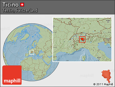 Savanna Style Location Map of Ticino, hill shading