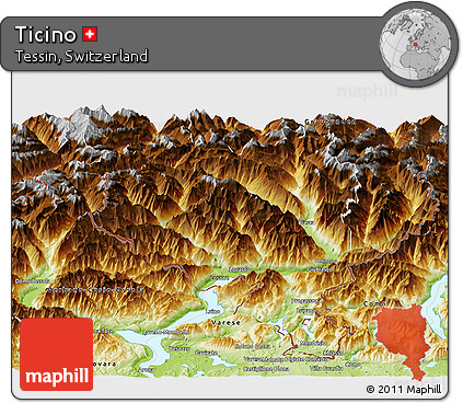 Physical Panoramic Map of Ticino