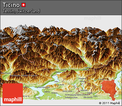 Physical Panoramic Map of Ticino