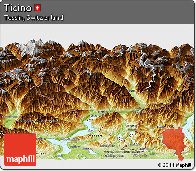Physical Panoramic Map of Ticino
