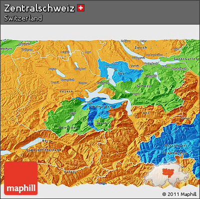 Political 3D Map of Zentralschweiz