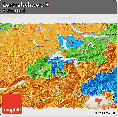Political 3D Map of Zentralschweiz