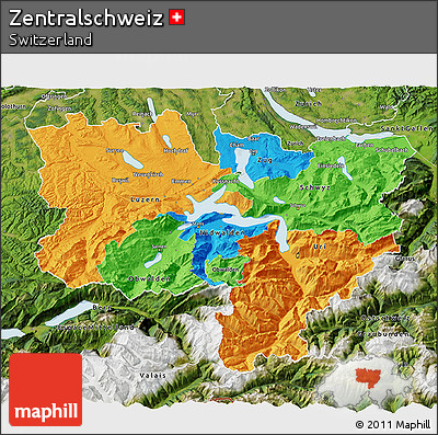 Political 3D Map of Zentralschweiz, satellite outside