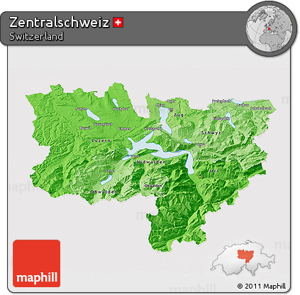 Political Shades 3D Map of Zentralschweiz, cropped outside