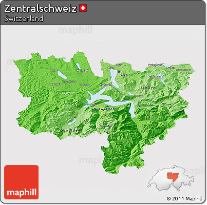 Political Shades 3D Map of Zentralschweiz, cropped outside