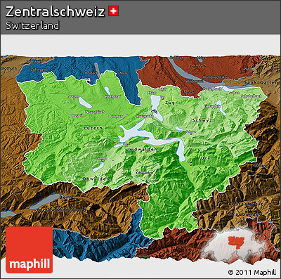 Political Shades 3D Map of Zentralschweiz, darken