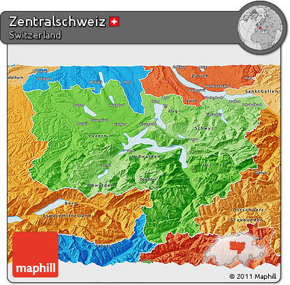Political Shades 3D Map of Zentralschweiz