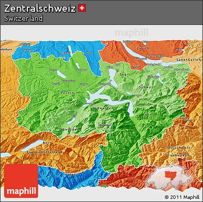 Political Shades 3D Map of Zentralschweiz