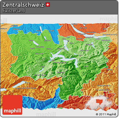 Political Shades 3D Map of Zentralschweiz