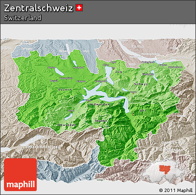 Political Shades 3D Map of Zentralschweiz, lighten, semi-desaturated