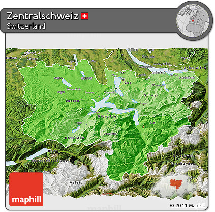 Political Shades 3D Map of Zentralschweiz, satellite outside