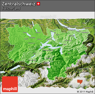 Political Shades 3D Map of Zentralschweiz, satellite outside
