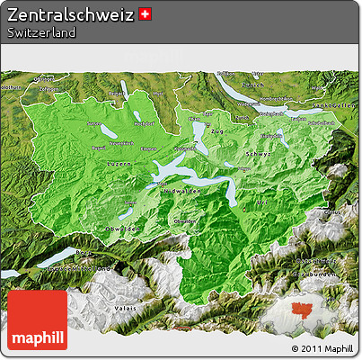 Political Shades 3D Map of Zentralschweiz, satellite outside